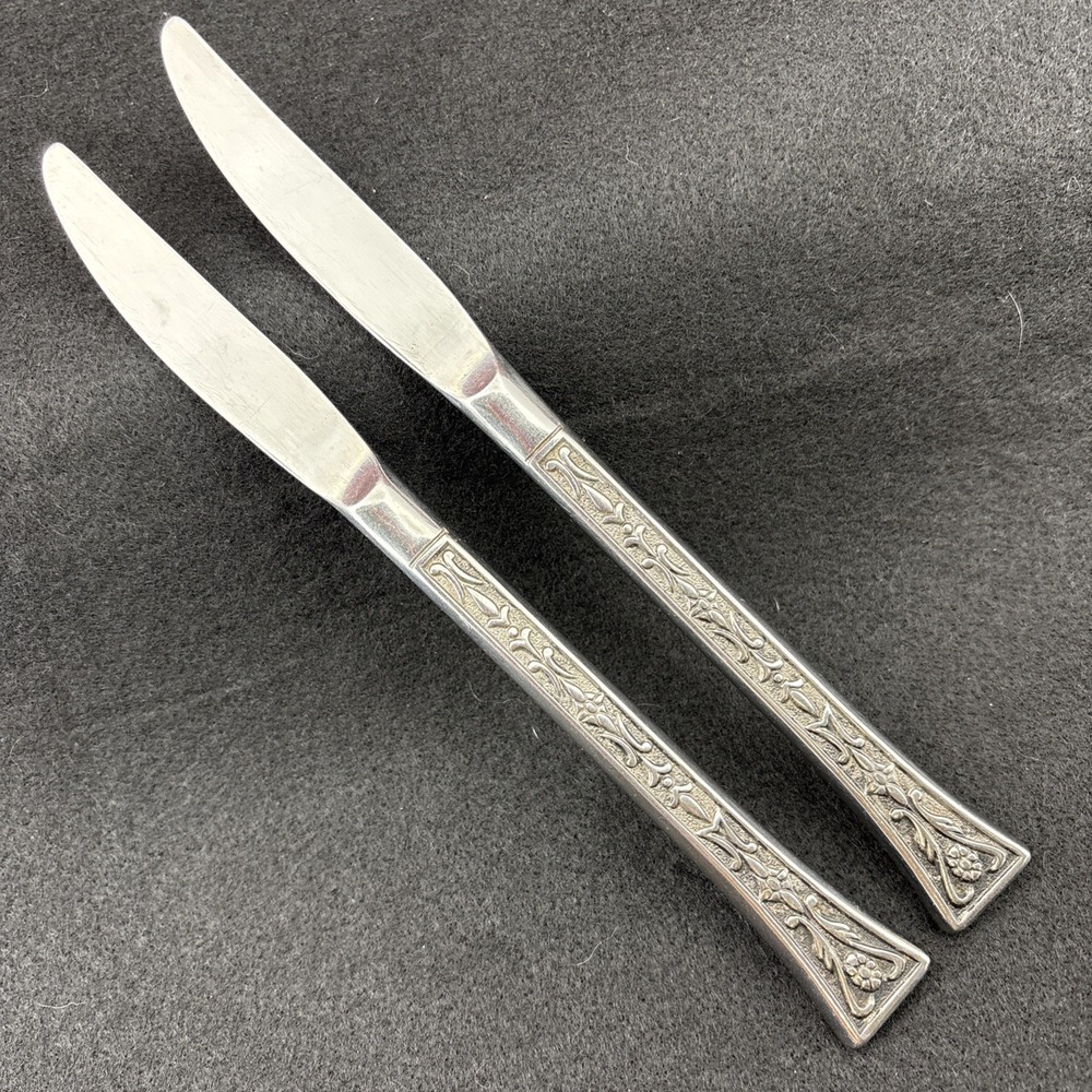2 Siboney Grand Prix Stainless Modern Hollow Dinner Knives Textured Japan